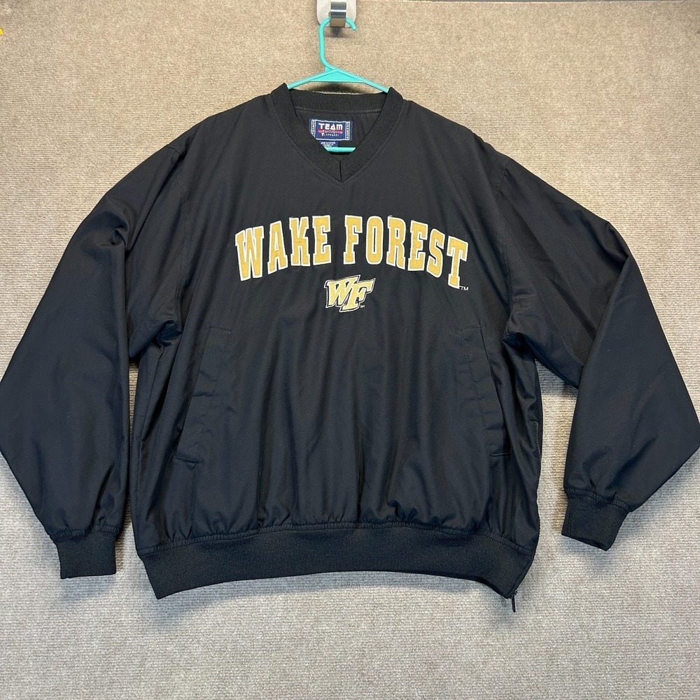 Wake Forest Pullover Windbreaker Men's Small Team Edition Black Side Zip Lined
